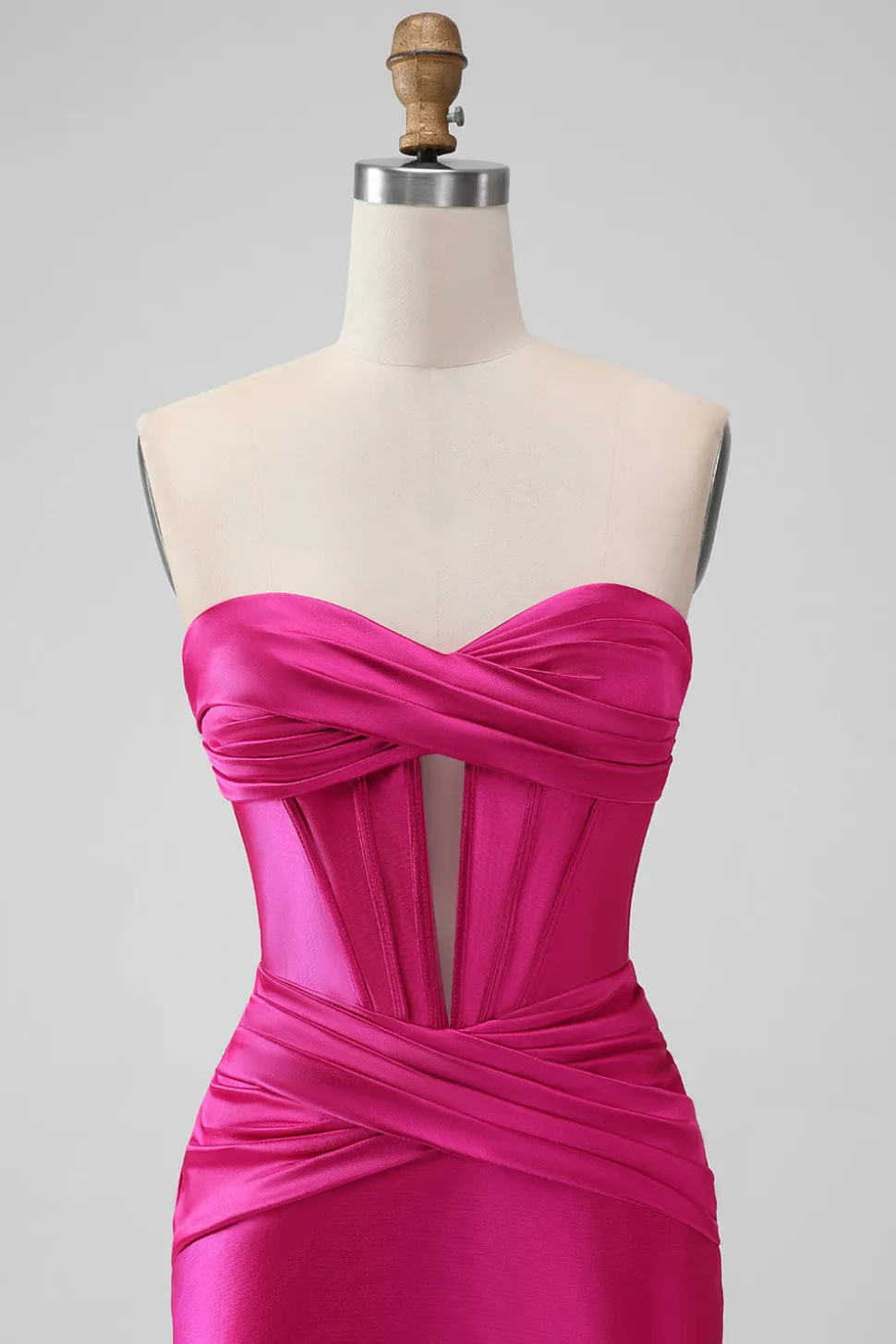 Fuchsia Bodycon Querida Cetim Corset Vestido Curto Homecoming