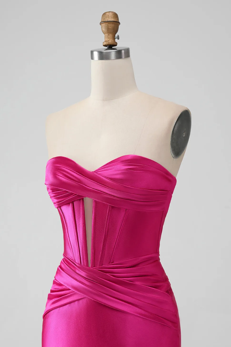 Fuchsia Bodycon Querida Cetim Corset Vestido Curto Homecoming