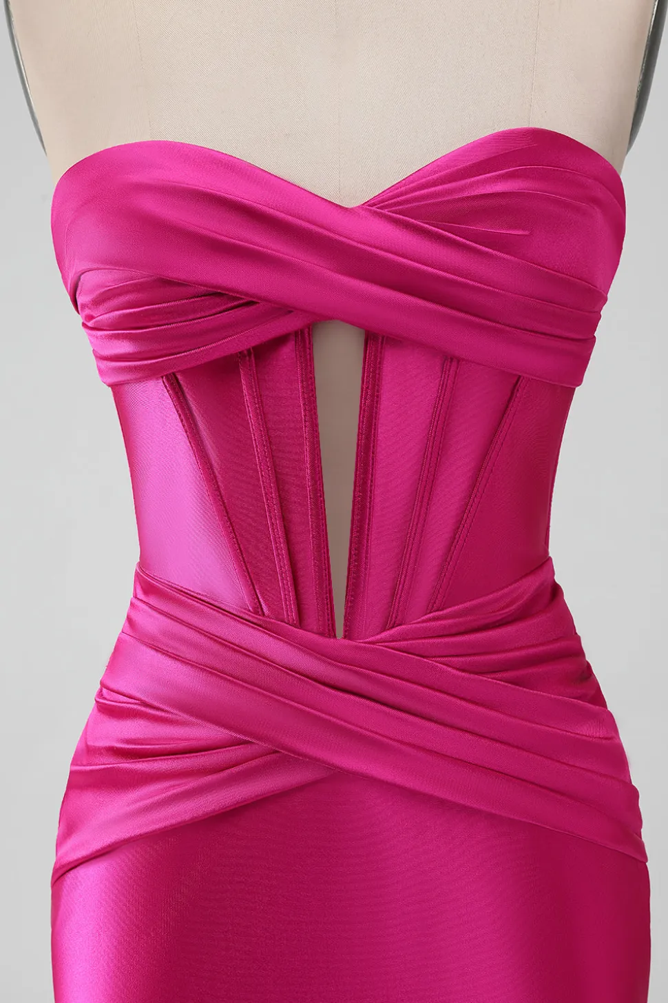Fuchsia Bodycon Querida Cetim Corset Vestido Curto Homecoming