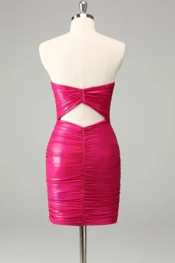 Fuchsia Bodycon Querida Keyhole Vestido Curto Homecoming