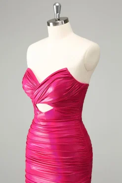 Fuchsia Bodycon Querida Keyhole Vestido Curto Homecoming