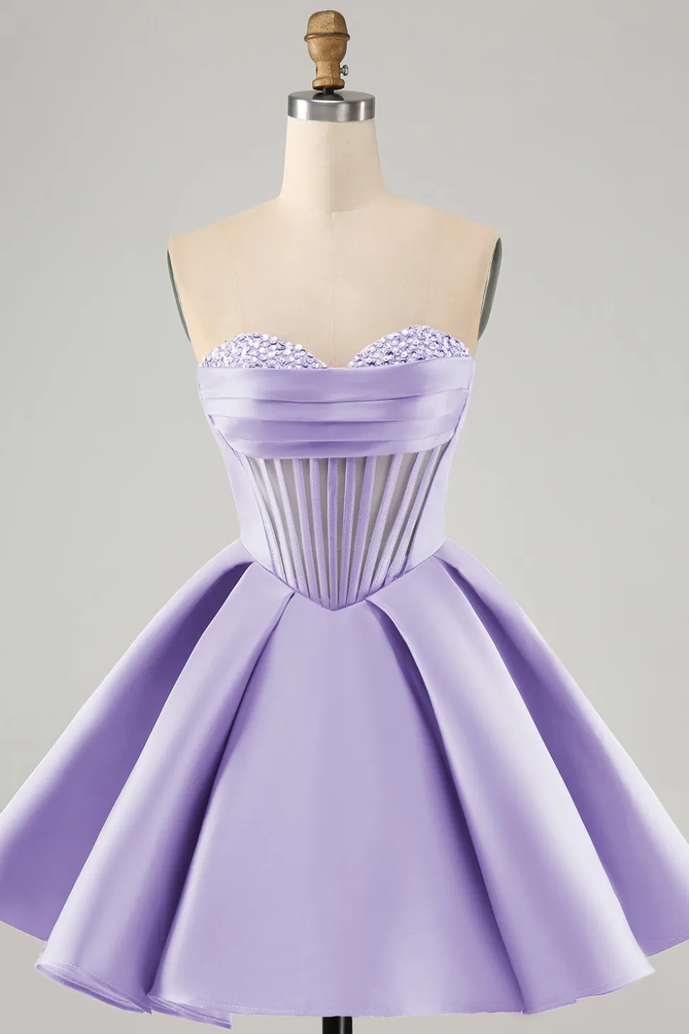 Fuchsia bonito uma linha querida Corset Homecoming Dress com missangas