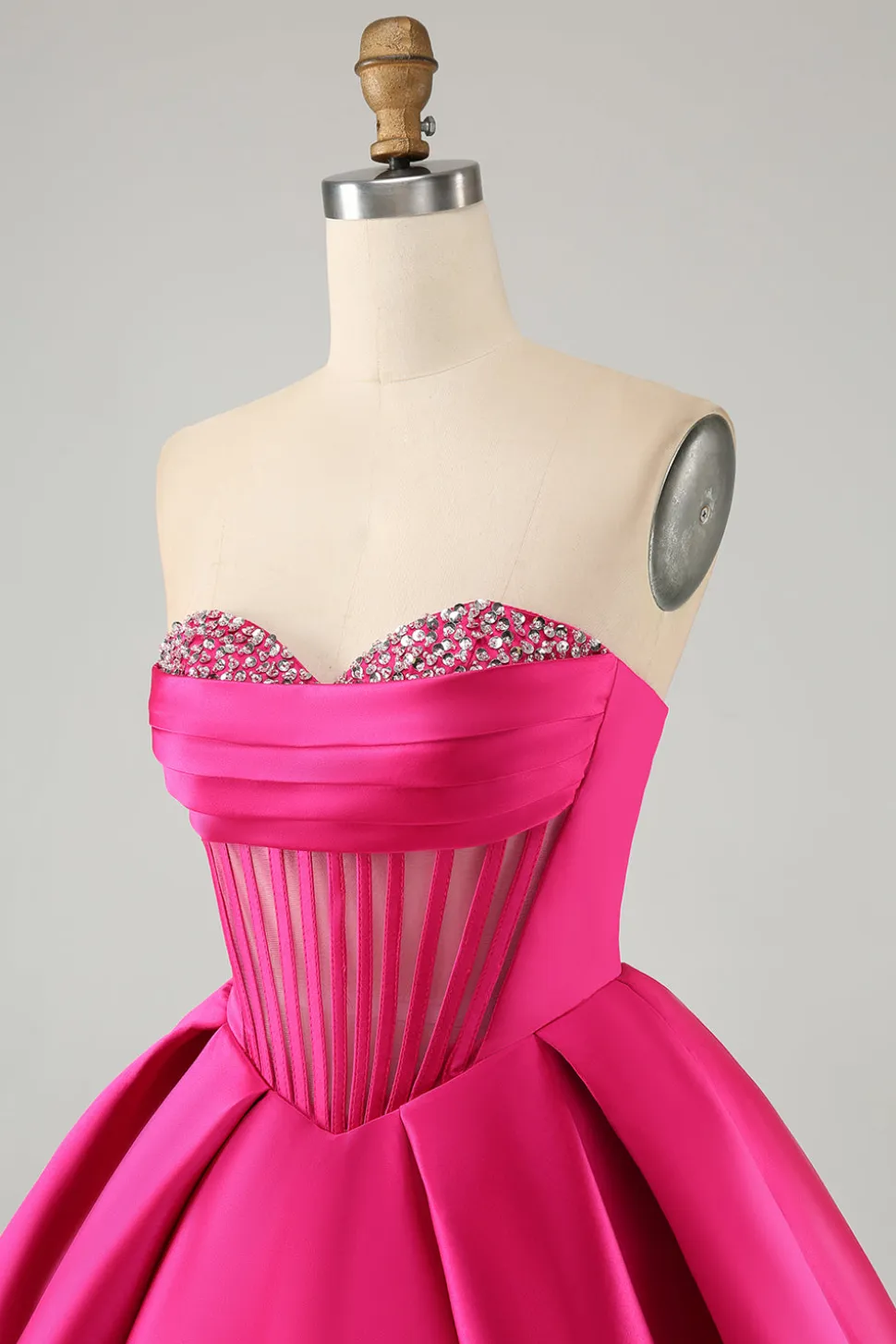 Fuchsia bonito uma linha querida Corset Homecoming Dress com missangas