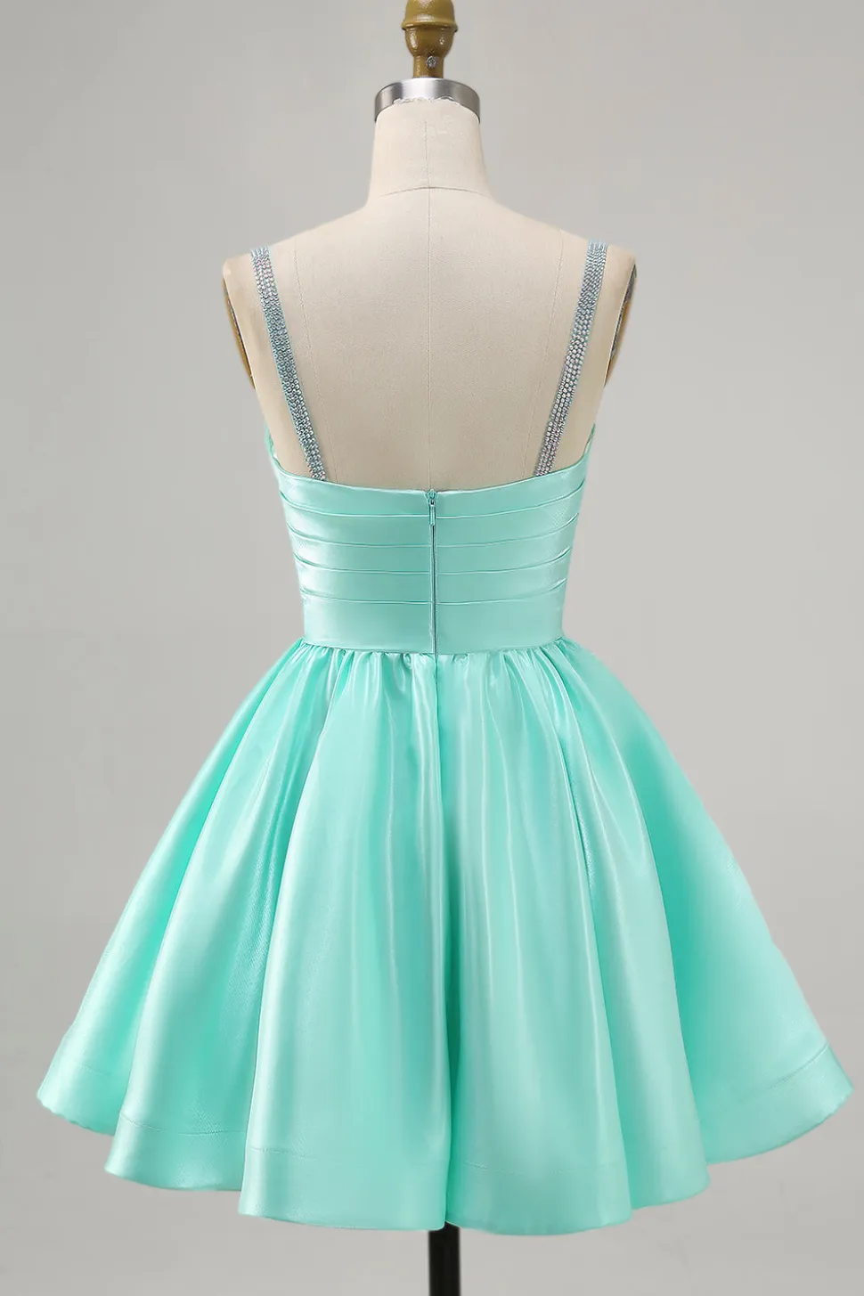 Fuchsia Cetim Uma Linha Vestido Curto Homecoming com Missangas
