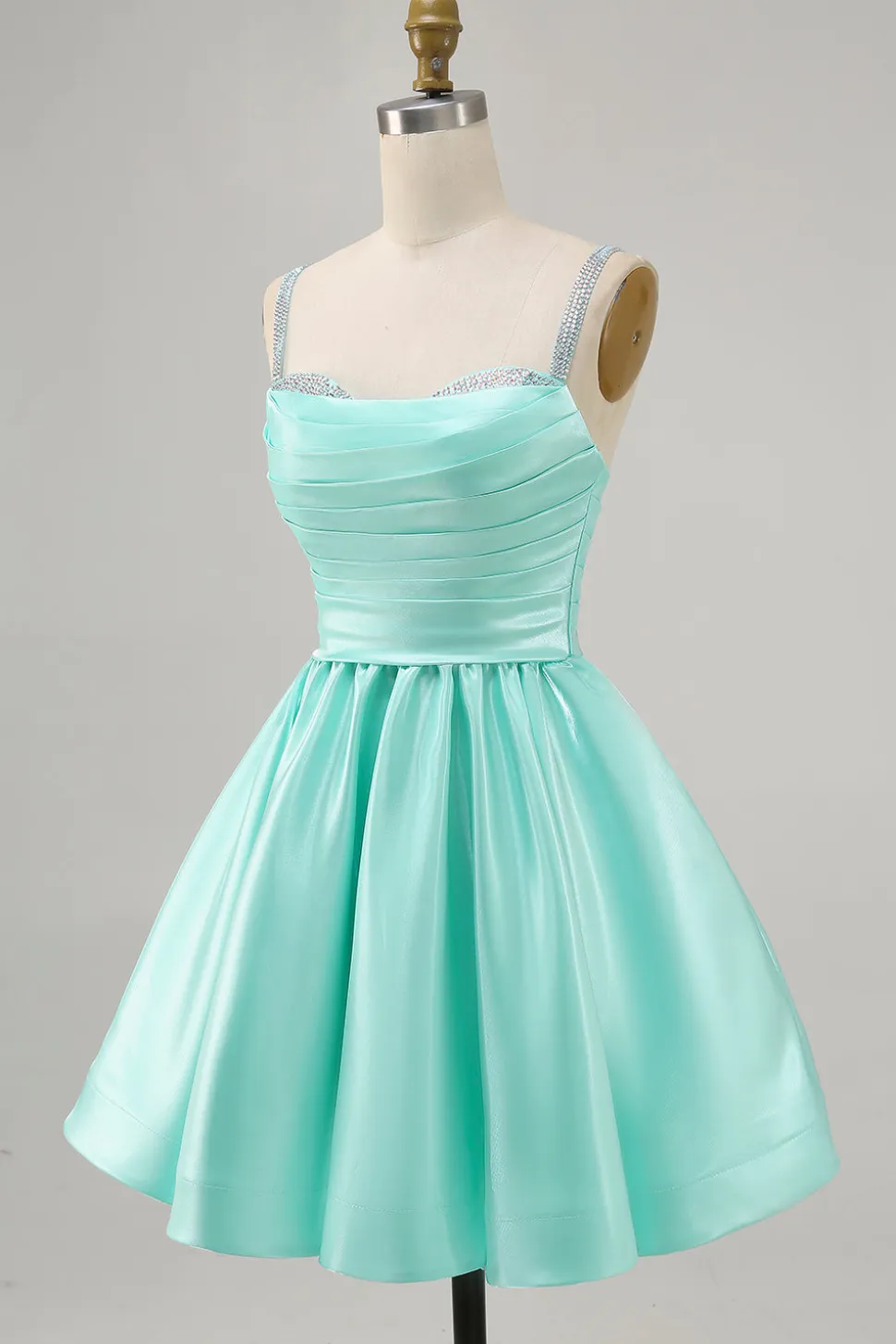 Fuchsia Cetim Uma Linha Vestido Curto Homecoming com Missangas