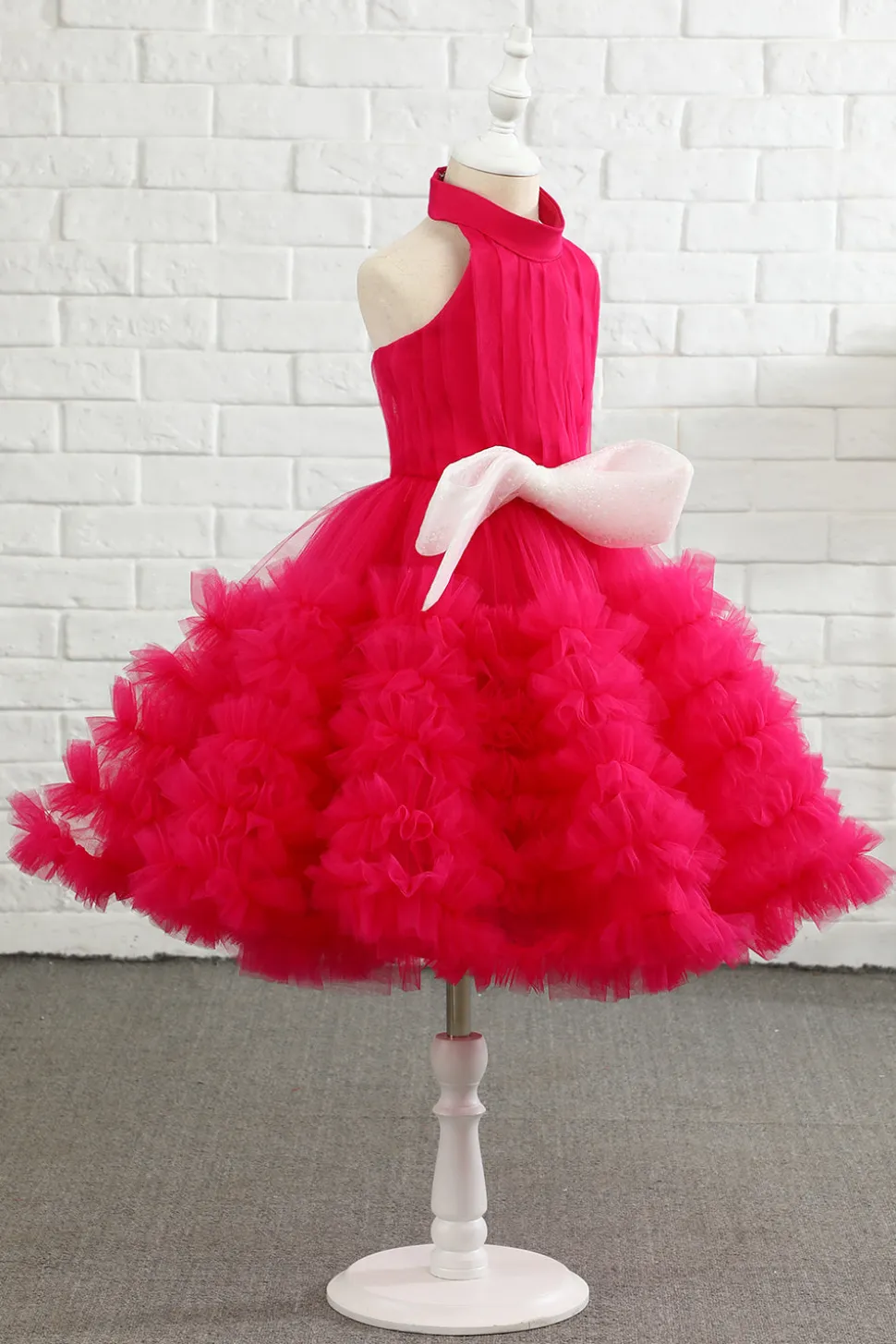Fuchsia Halter Flower Girl Dress