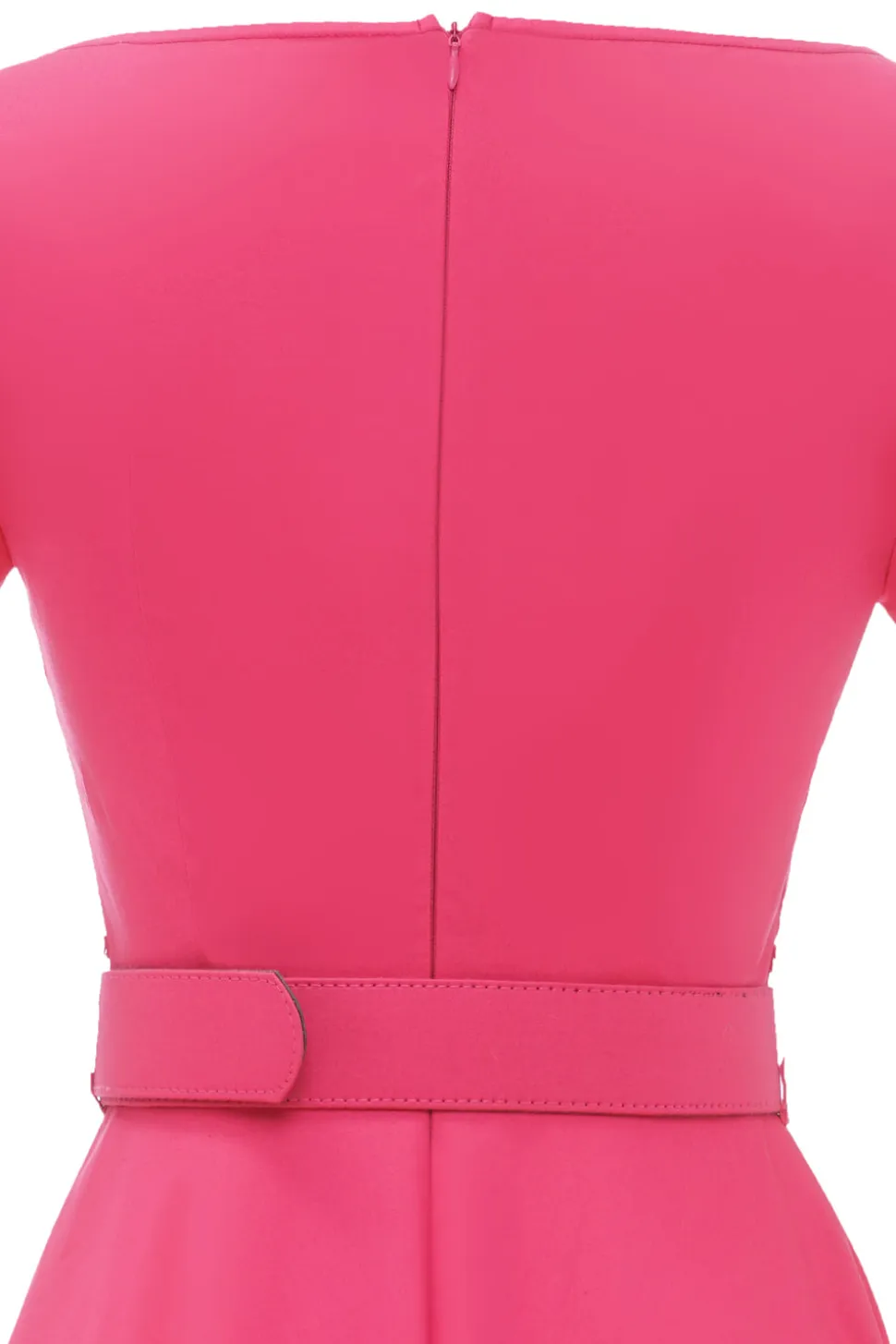 Fuchsia Mangas Curtas Vestido vintage de 1950 com cinto