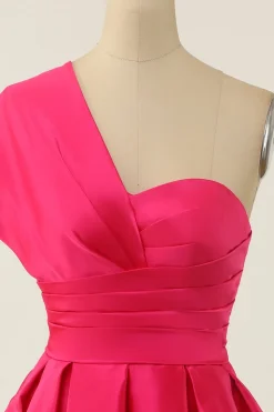 Fuchsia One Shoulder Cocktail Dress