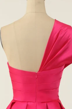 Fuchsia One Shoulder Cocktail Dress
