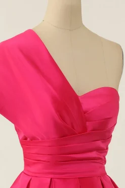 Fuchsia One Shoulder Cocktail Dress