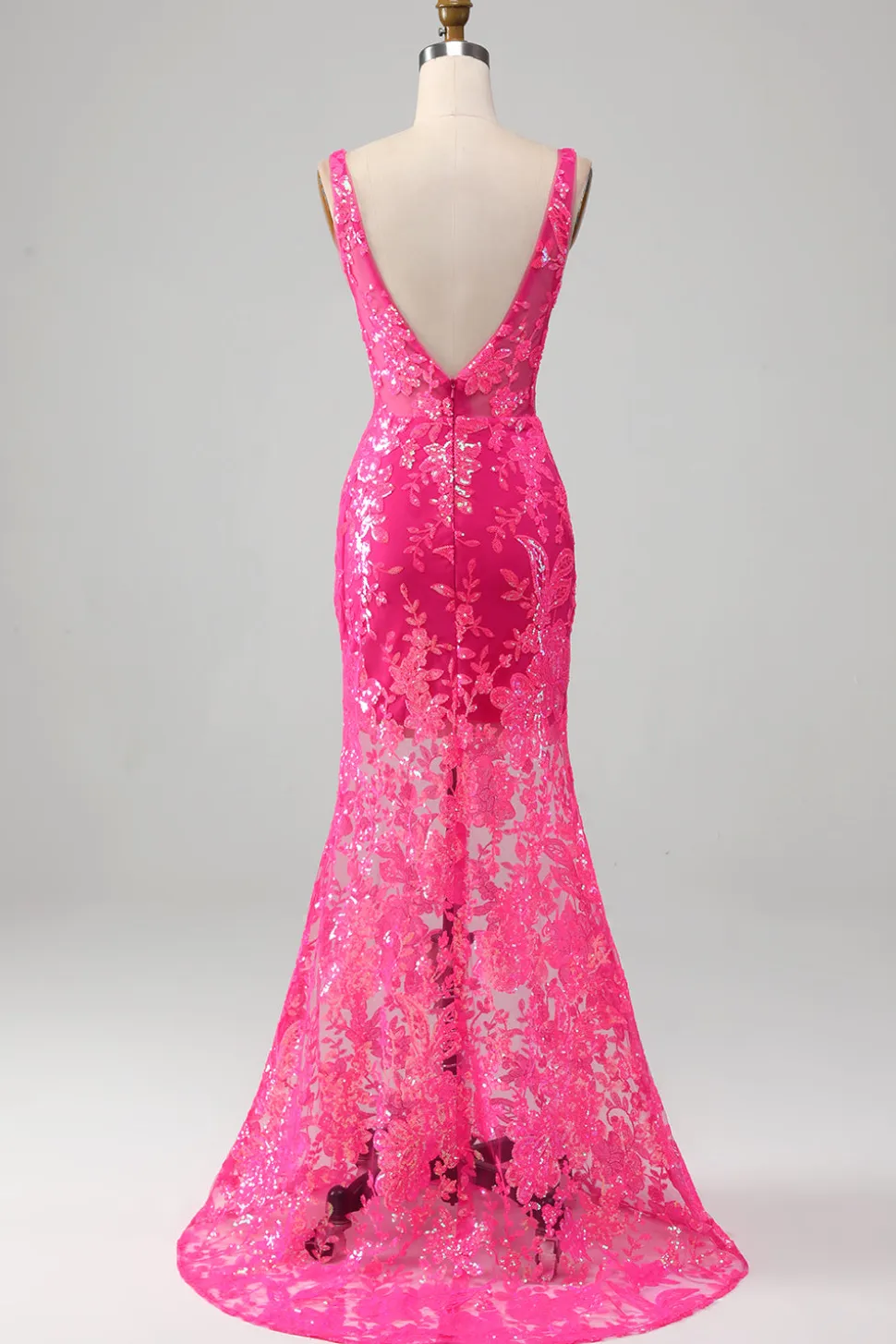 Fuchsia Sereia Vestido de Baile com Sequins