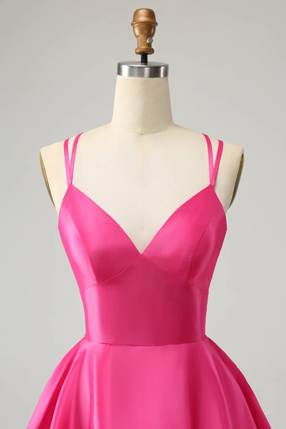 Fuchsia Uma Linha Esparguete Correias Backless Short Bonito Homecoming Dress