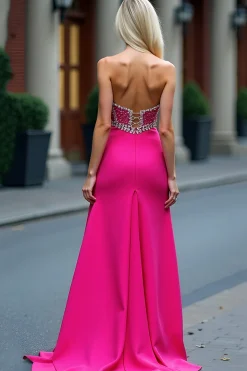 Fuchsia Uma Linha Querida Sequined Prom Dress