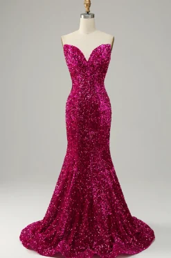 Fuchsia Vestido de Baile Sereia