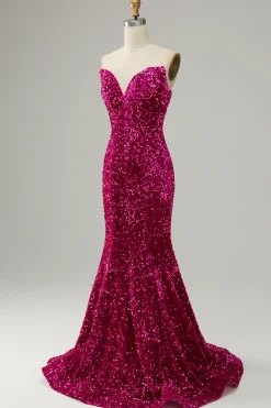 Fuchsia Vestido de Baile Sereia
