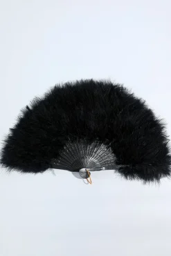 Gatsby Preto Feather Folding Fan