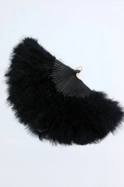 Gatsby Preto Feather Folding Fan