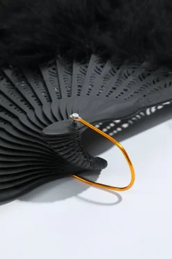 Gatsby Preto Feather Folding Fan