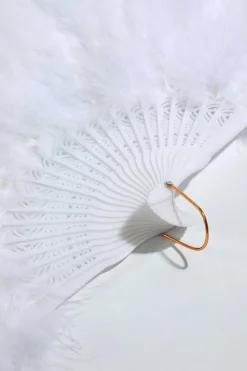 Gatsby Preto Feather Folding Fan