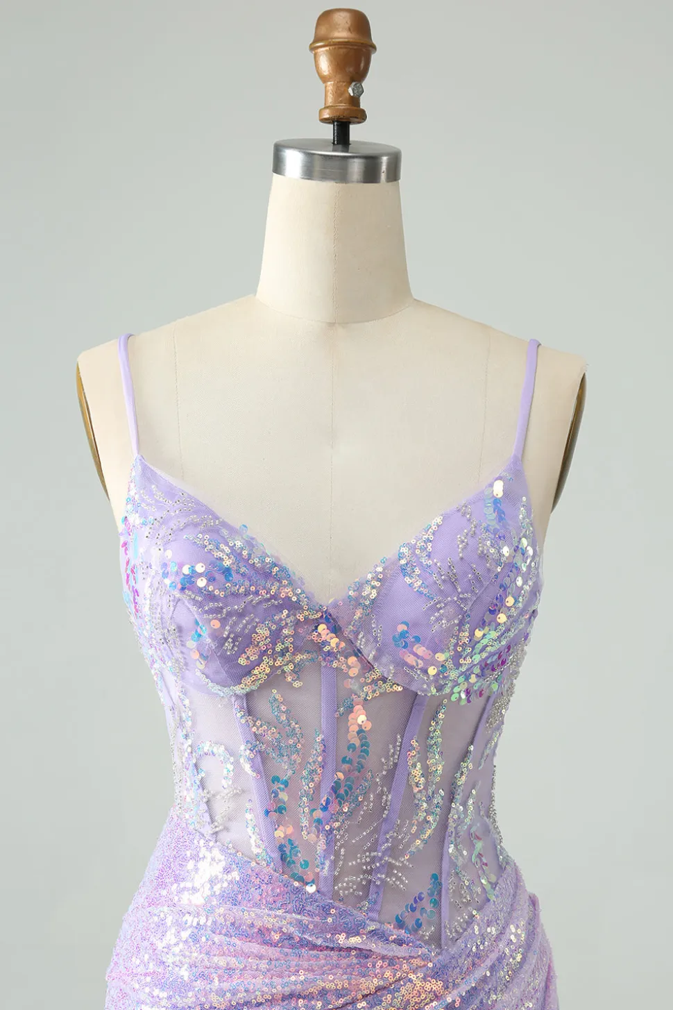 Glitter Azul Claro Apertado Esparguete Correias Vestido Curto Homecoming com Sequins