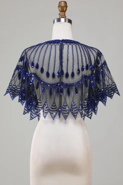 Glitter Black Sequins Cabo dos anos 1920 com Missangas