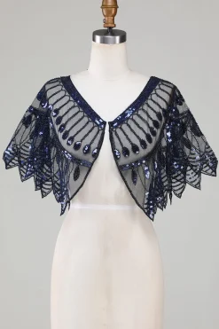 Glitter Black Sequins Cabo dos anos 1920 com Missangas