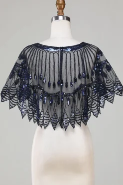 Glitter Black Sequins Cabo dos anos 1920 com Missangas