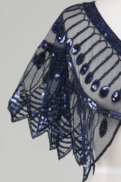 Glitter Black Sequins Cabo dos anos 1920 com Missangas