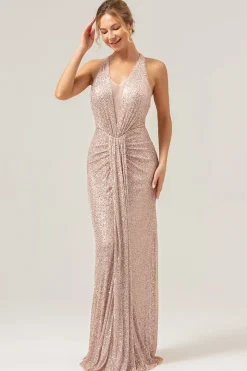 Glitter Blush Sereia Halter Backless Long Prom Dress