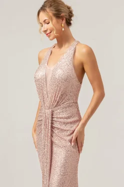 Glitter Blush Sereia Halter Backless Long Prom Dress