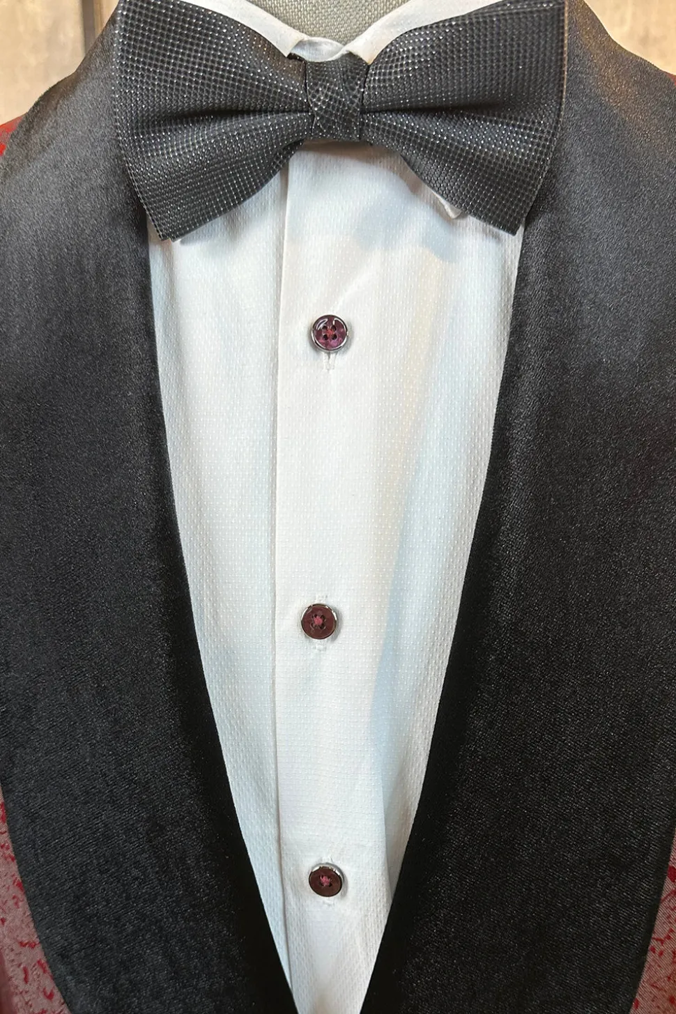 Glitter Borgonha Jacquard Xale Lapela Fatos de Baile de Formatura Masculino