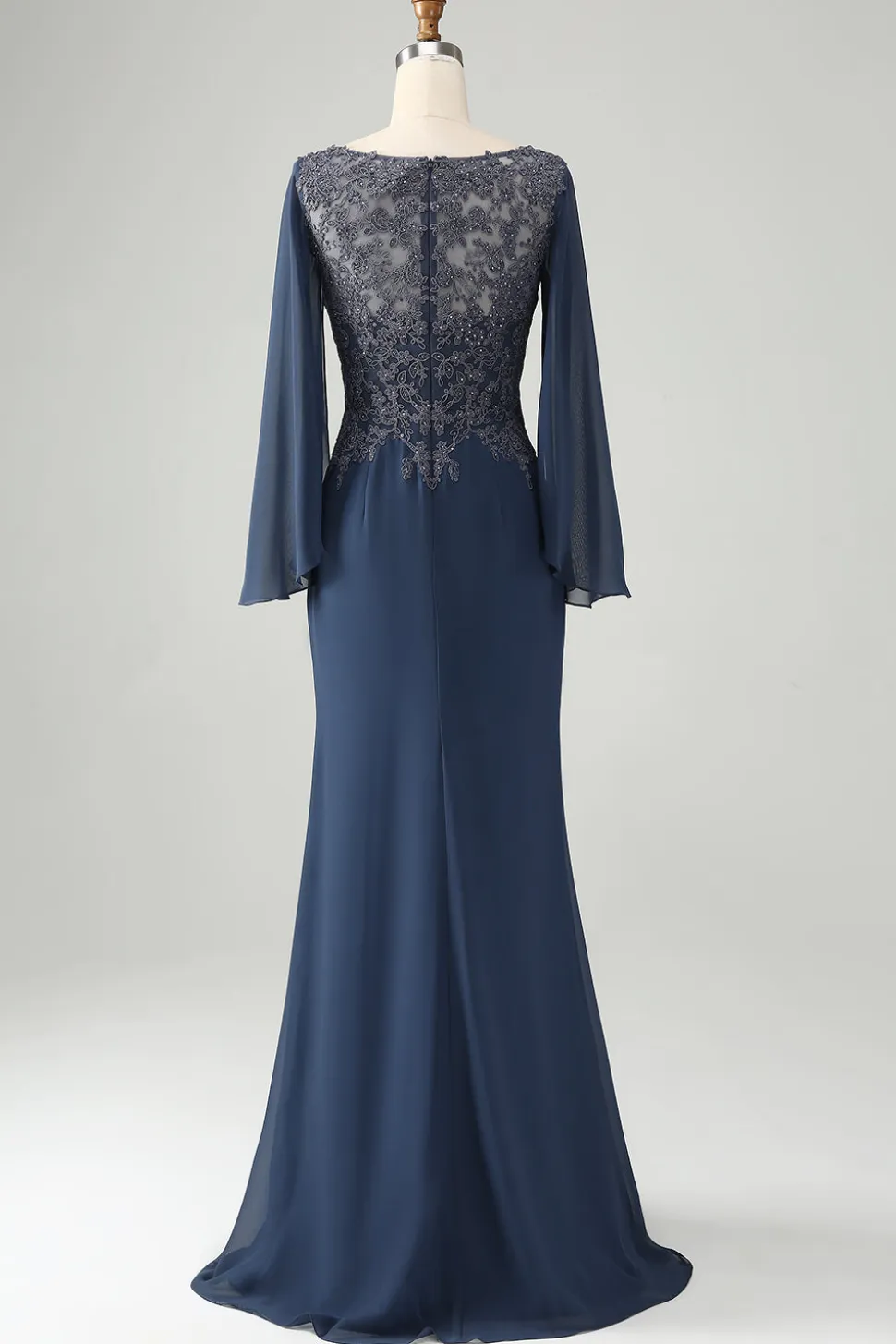 Glitter Crepúsculo Sereia V Pescoço Frisado Mãe da Noiva Vestido com Apliques
