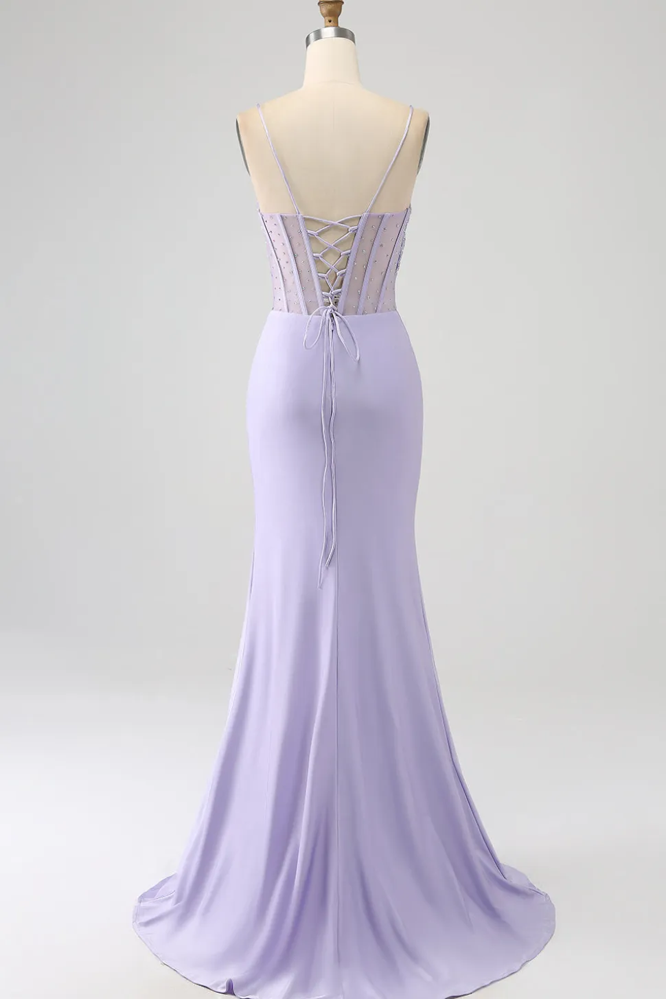 Glitter Lilás Corset Sereia Vestido Longo Baile de Formatura com Fenda