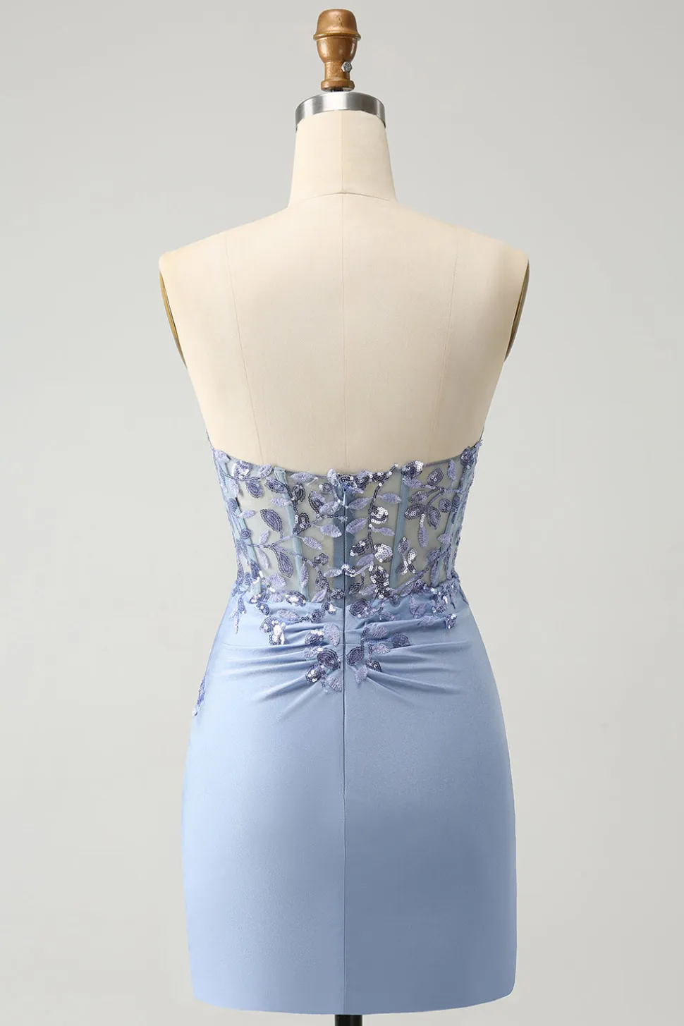 Glitter Lilás Querida Sequined Appliques Strapless Tight Homecoming Dress