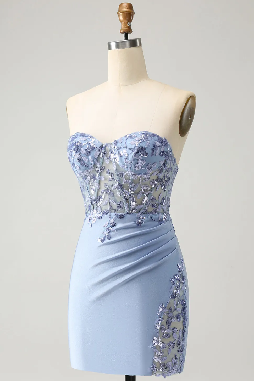Glitter Lilás Querida Sequined Appliques Strapless Tight Homecoming Dress
