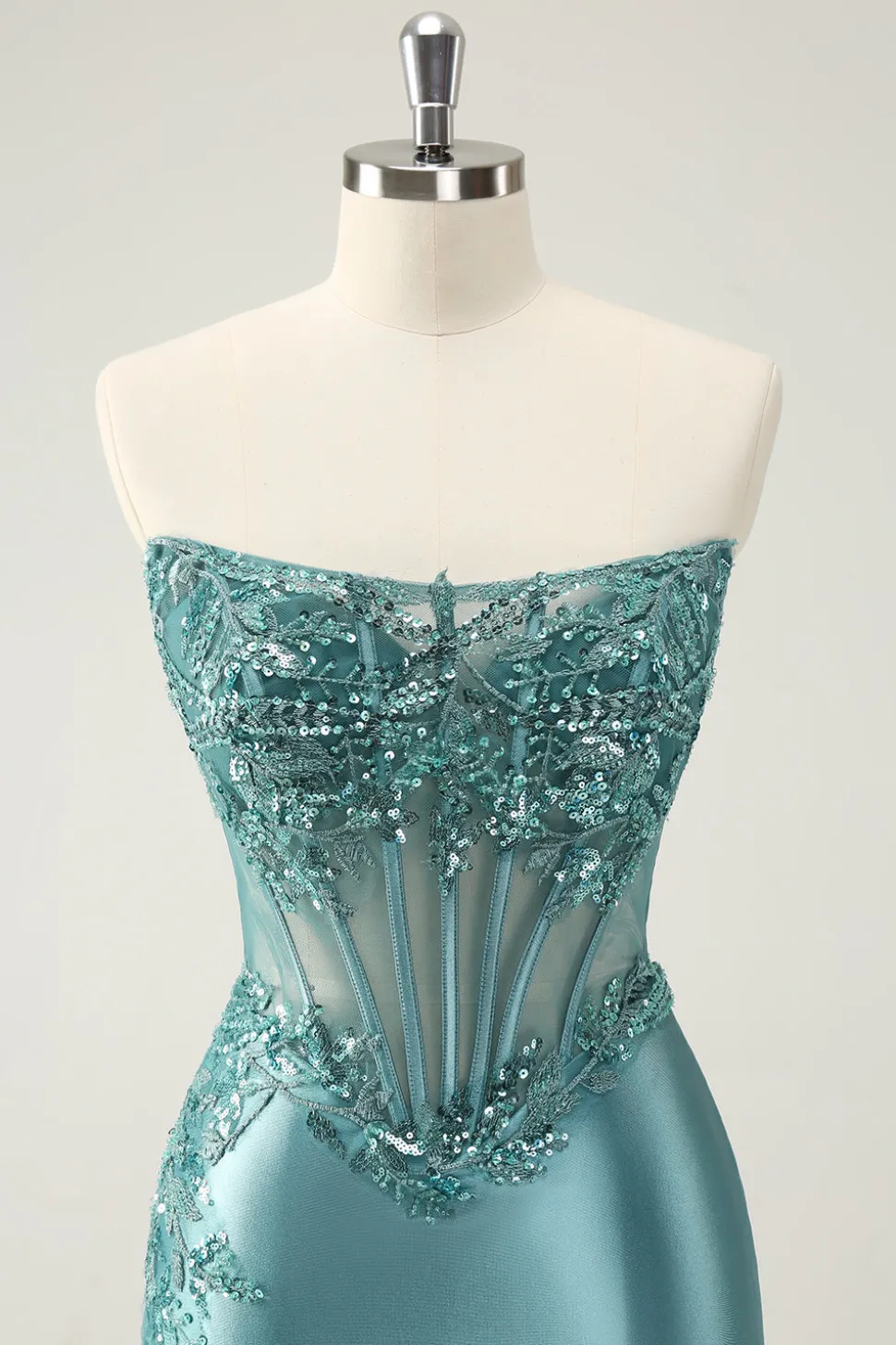 Glitter Peacock Bodycon Espartilho sem alças Appliques Homecoming Dress