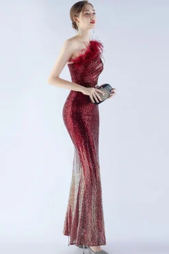 glitter preto frisado bodycon pena inclinação pescoço um ombro vestido de noite com fenda