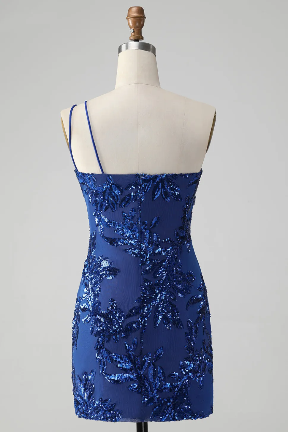 Glitter Rosa Um Ombro Apertado Homecoming Dress com Sequins