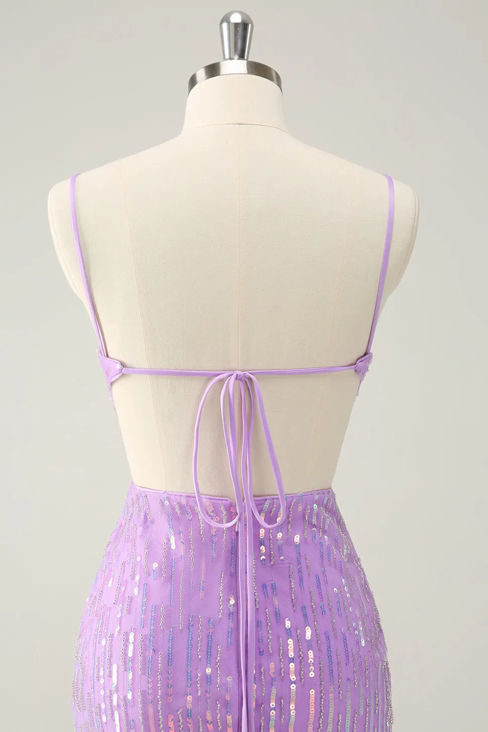 Glitter roxo apertado Sequined V pescoço curto Homecoming Dress