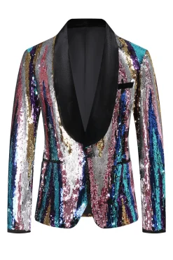 Glitter Sequins colorido 2 peças homens ternos