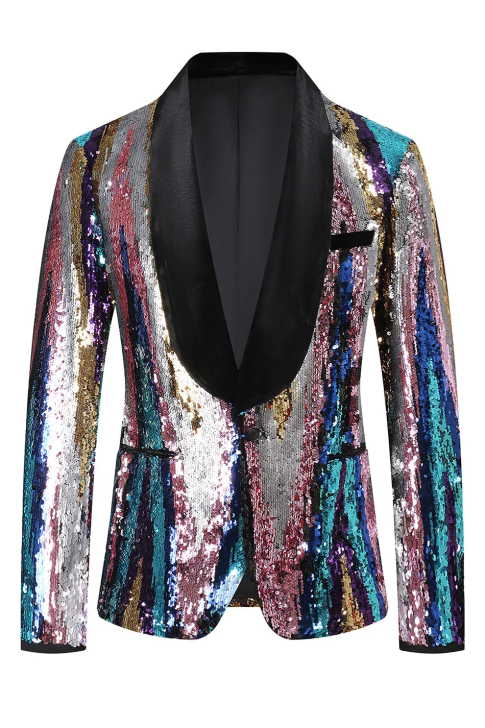 Glitter Sequins colorido 2 peças homens ternos