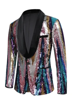 Glitter Sequins colorido 2 peças homens ternos