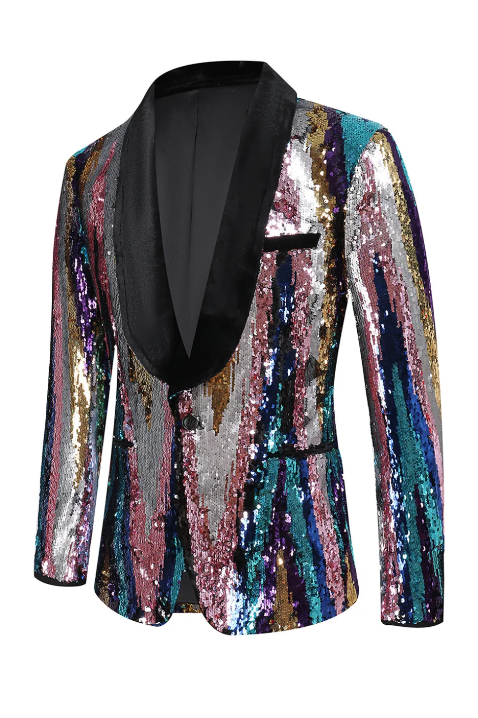 Glitter Sequins colorido 2 peças homens ternos