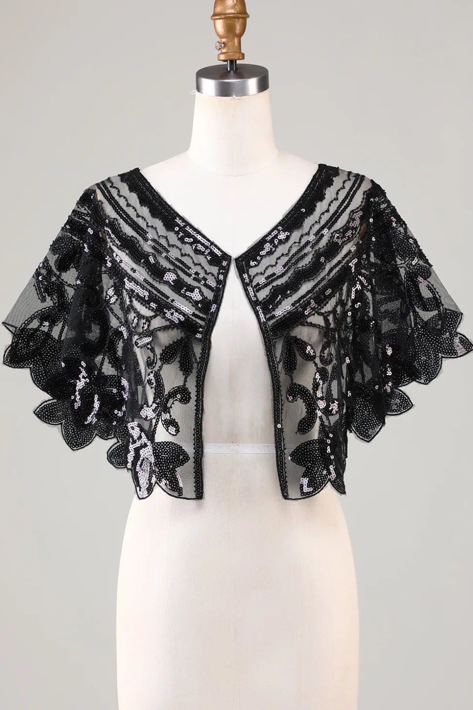 Glitter Sequins Preto Cabo dos anos 1920