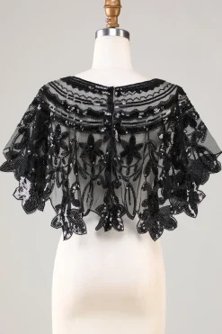Glitter Sequins Preto Cabo dos anos 1920