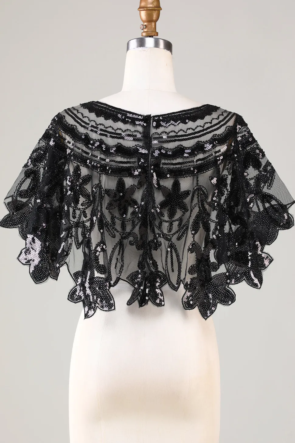 Glitter Sequins Preto Cabo dos anos 1920