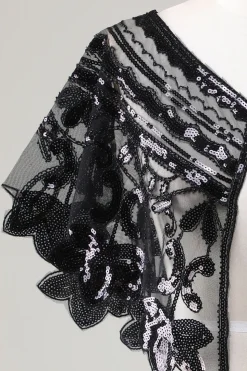 Glitter Sequins Preto Cabo dos anos 1920