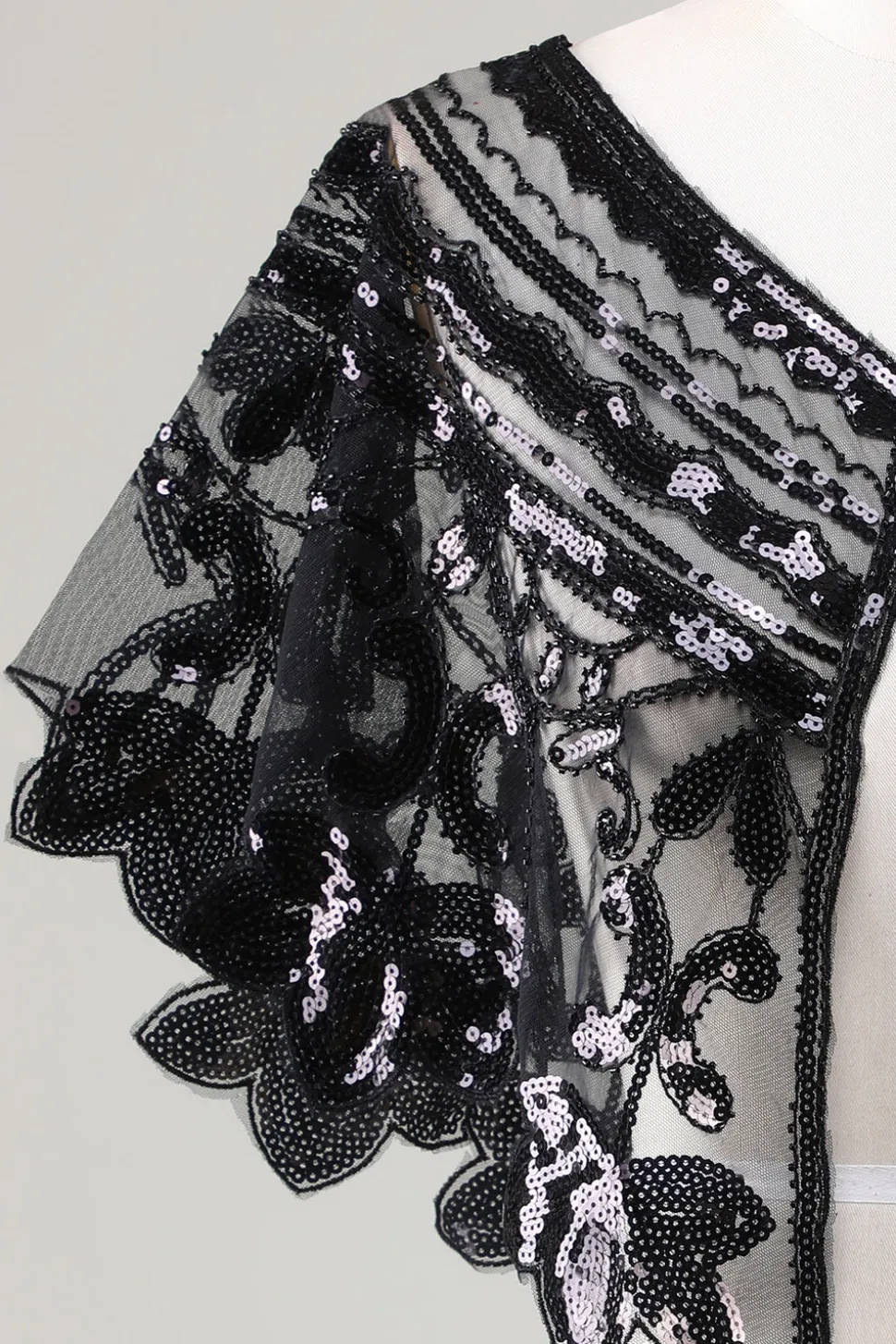 Glitter Sequins Preto Cabo dos anos 1920