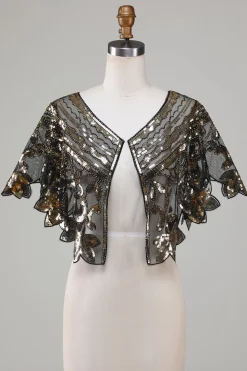 Glitter Sequins Preto Cabo dos anos 1920