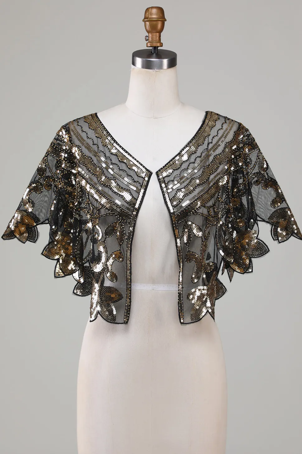 Glitter Sequins Preto Cabo dos anos 1920